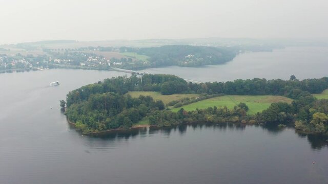 The moehnesee lake and dam in germany from above