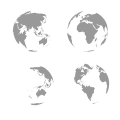 Earth globe set isolated on white background