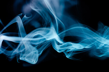 Abstract colorful smoke on a black background. Isolated.