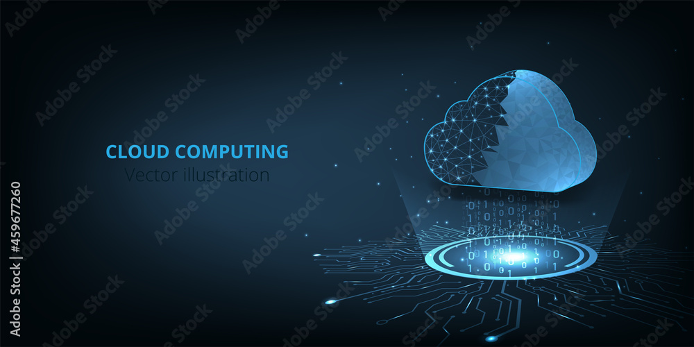 Fototapete cloud computing online storage low poly design.cloud storage with data protected exchange cloud comp