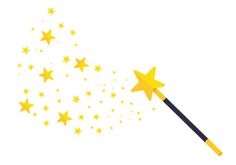 Decorative magic wand with star shape magic accessory - obrazy, fototapety, plakaty