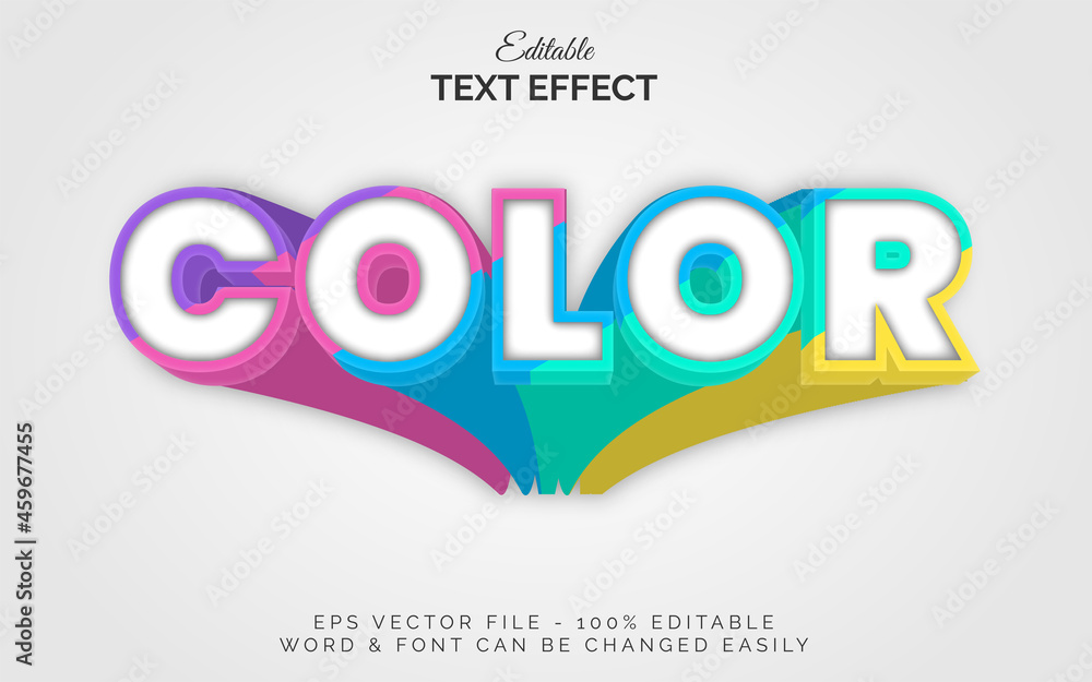 Poster color text effect long shadow style. editable text effect colorful theme.