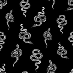 Tattoo snakes seamless pattern. Vintage tattoo print.