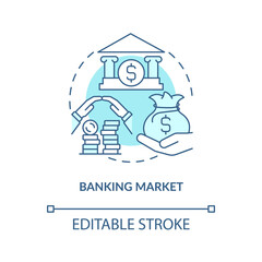 Banking system concept icon. Issuing loans. Opening deposit. Financial help. Banking services abstract idea thin line illustration. Vector isolated outline color drawing. Editable stroke