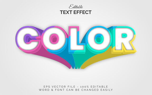 color text effect long shadow style. Editable text effect colorful theme.