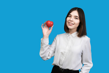 Love.girl shows a heart on a blue background on a white