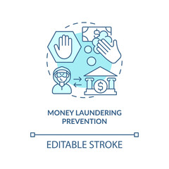 Money laundering concept icon. Illegal economy. Black market prevention. Underground economy abstract idea thin line illustration. Vector isolated outline color drawing. Editable stroke