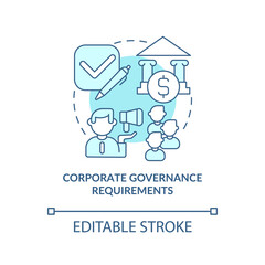 Corporate governance concept icon. Enterprise standarts. Company directing or controlling process abstract idea thin line illustration. Vector isolated outline color drawing. Editable stroke