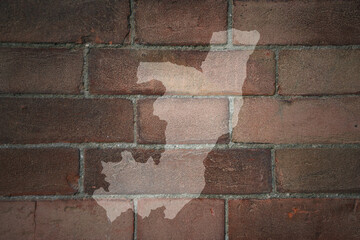 map of republic of the congo on a old brick wall