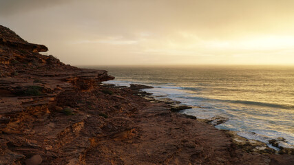 Sunset over the ocean at Kalbarri National Park in Western Australia.