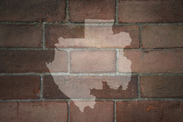 map of gabon on a old brick wall