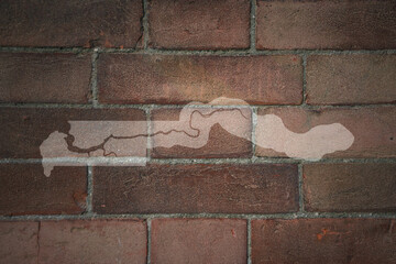 map of gambia on a old brick wall