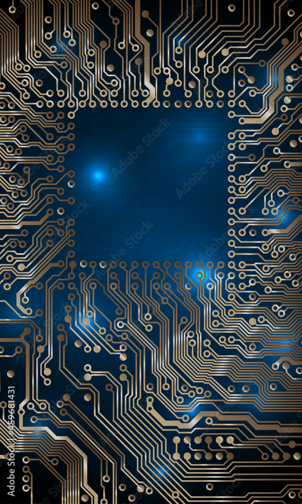 Wall mural circuit board background. technological concept design, light background, space for text, copy space