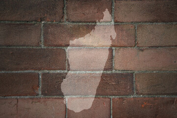 map of madagascar on a old brick wall