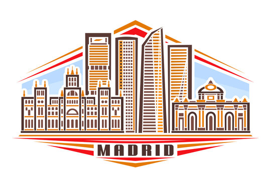 madrid skyline brown and orange buildings clip art preview