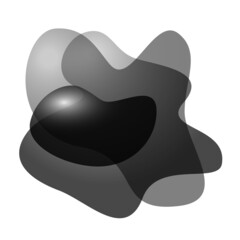 Abstract blur free form black-white colors. Fluid organic monochrome shapes. Volumetric design elements with soft transition effect. Jpeg illustration