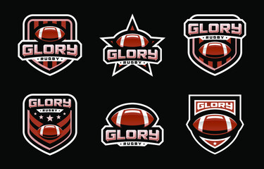 Glory Rugby sport logo set