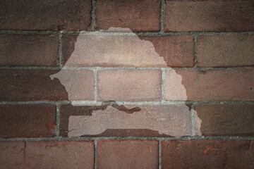map of senegal on a old brick wall