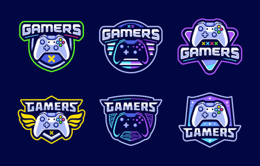 Game controller esport logo set