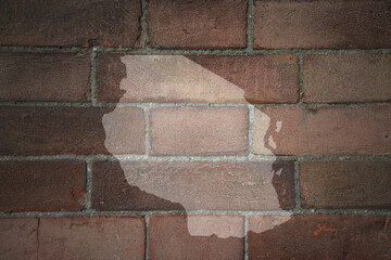 map of tanzania on a old brick wall