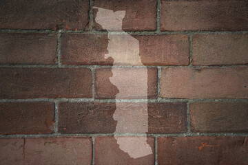 map of togo on a old brick wall