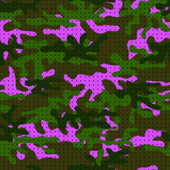 Camouflage with pink spots. Seamless abstract vector.