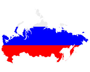 Fahne in Landkarte von Russland