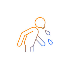 Spit gradient linear vector icon. Rude, indecent behavior in public places. Lack of manners. Sneezing. Spitting man. Thin line color symbol. Modern style pictogram. Vector isolated outline drawing