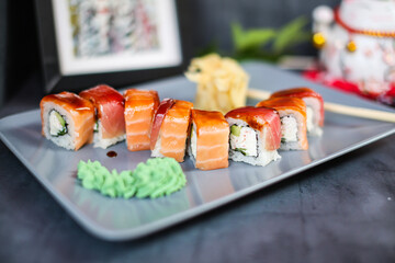 sushi on a plate