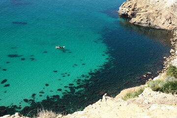 Fototapeta na wymiar bay with turquoise water from Cape Fiolent in Sevastopol
