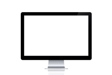 Modern computer with blank screen isolated on white background