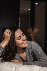 portrait of young pretty woman with harsh light