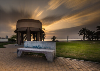 bench at sunset