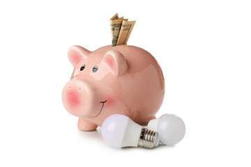 Electricity saving concept isolated on white background