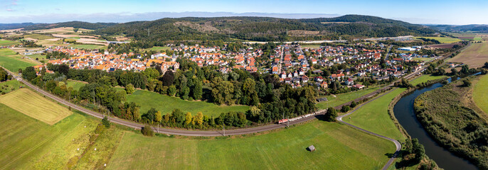 The village of Herleshausen in the Werra Valley in Hesse in Germany