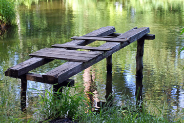 the bridge landscape lake pond rest