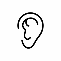 Ear icon isolated on white background, Simple line icon Hearing symbol vector illustration