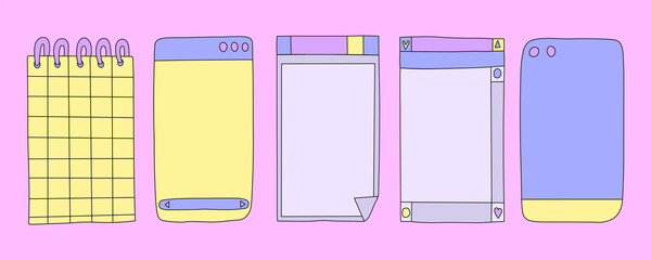 set of vaporwave 80s 90s template for social media stories.Windows of vintage operating systems.Retro UX elements.Computer screen.Vertical frame in lo fi psychedelic style.Dialog box,modal window