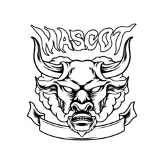 Bull Head Mascot Logo Silhouette