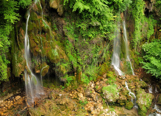 Long Exposure Of The Falls Cascades Du Saut Du Loup In The Gorges Du Loup Canyon In Provence France On A Beautiful Summer Day