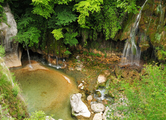 Long Exposure Of The Falls Cascades Du Saut Du Loup In The Gorges Du Loup Canyon In Provence France On A Beautiful Summer Day