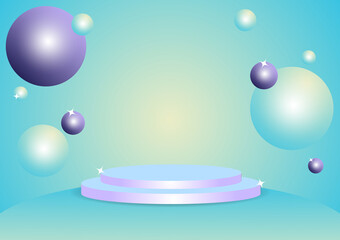 Stage Podium Background with Color 3D Balls