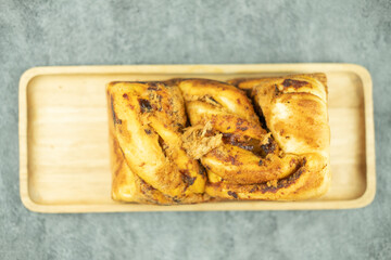 Homemade bread with dried shredded pork and chili paste
