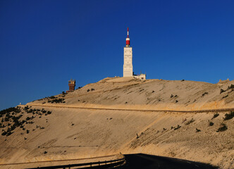 View To The Radio Tower On The Top Of The Mont Ventoux In The Late Afternoon Sun France On A Beautiful Summer Day With A Clear Blue Sky