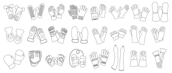 Glove isolated outline set icon. Vector illustration gauntlet on white background. Vector outline set icon glove .