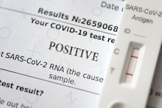 Laboratory report with positive test result by using rapid test device for COVID-19