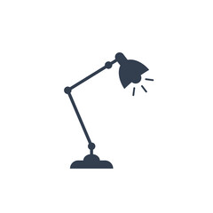 Desk Lamp Icon. Simple Table Lamp isolated on White Background. Flat Vector Icon Design Template Element.