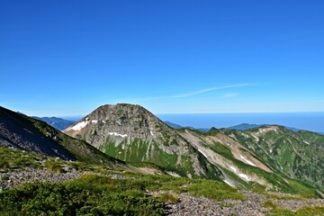 白馬岳　馬ノ背付近のから富山方面の眺め