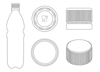 Plastic cork vector outline set icon. Vector illustration bottle of cap on white background. Isolated outline set icon plastic cork .