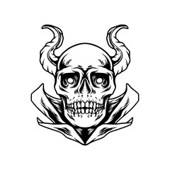 Devil Skull With Moon Silhouette